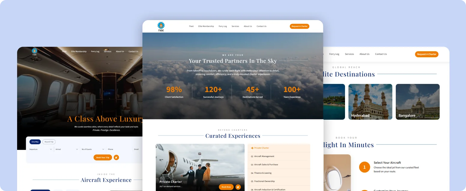 NIBE — Plataforma Web de Vuelos Chárter Privados y Membresías de Lujo